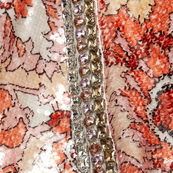 Cinq à Sept Sequin Damask Ayden Midi Dress Multicolor Crystal,sleeveless - Picture 4 of 4